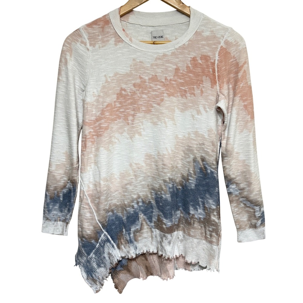 NIC+ZOE Tie Dye Asymmetrical Sweater Womens S Long Sleeve Casual Lightweight